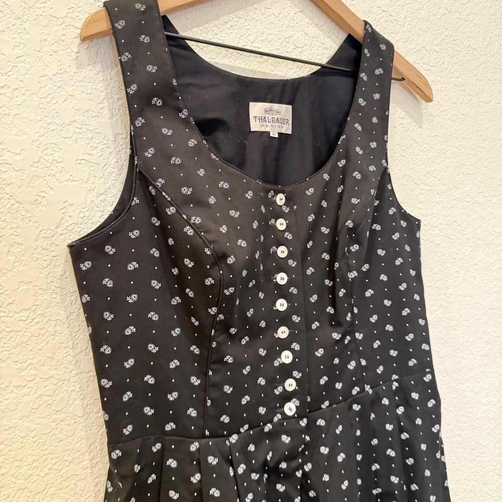 Thalbauer Design Austrian Dirndl Black Heart Print Trachten Midi Jumper Dress 44 - Picture 3 of 9